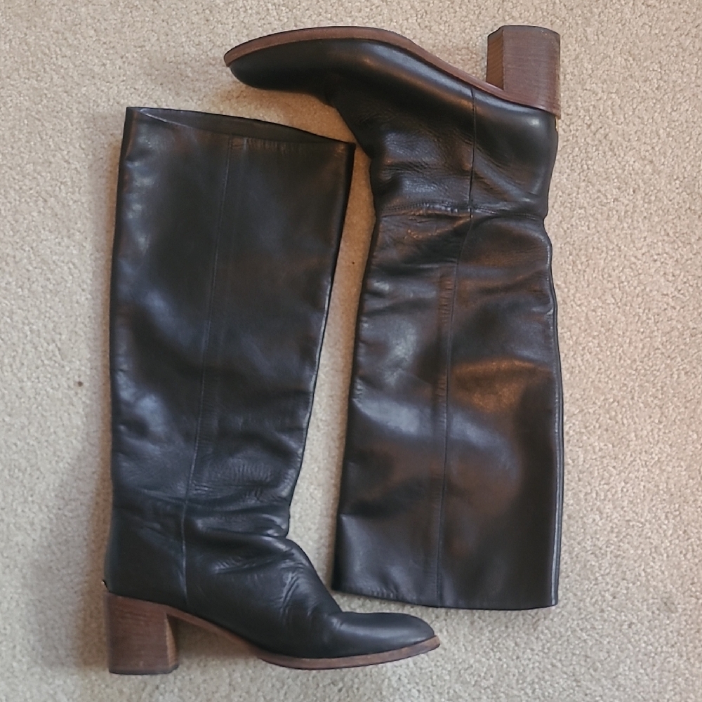 Kate Spade Black Leather Knee High Boots